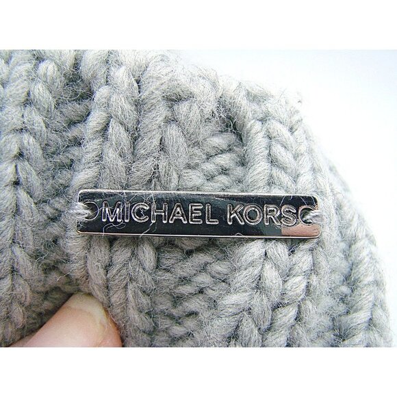 NEW Michael Kors POM POM Beanie Hat Gray Womens Lined Knit Faux Fur POM OSFM NWT - Picture 7 of 11